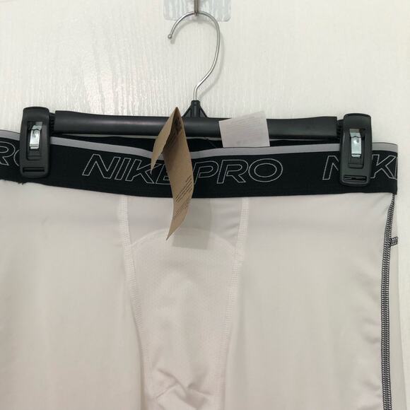 Nike Pro Dri-Fit Mens Leggings Sz Large White Logo‎ Preppy Tight Fit Activewear - Picture 3 of 10